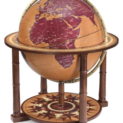 Globe terrestre mappemonde bibliothèque rotatif socle bois gl047