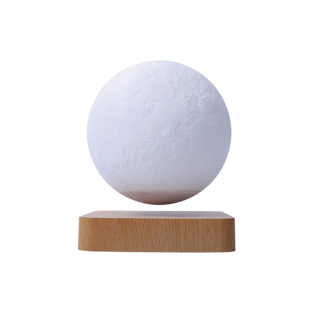 Globe lune 3d en levitation moonflight base bois clair 4 