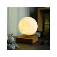 Globe lune 3d en levitation moonflight base bois clair 5