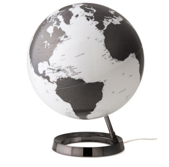 Globe terrestre lumineux design blanc et jaune